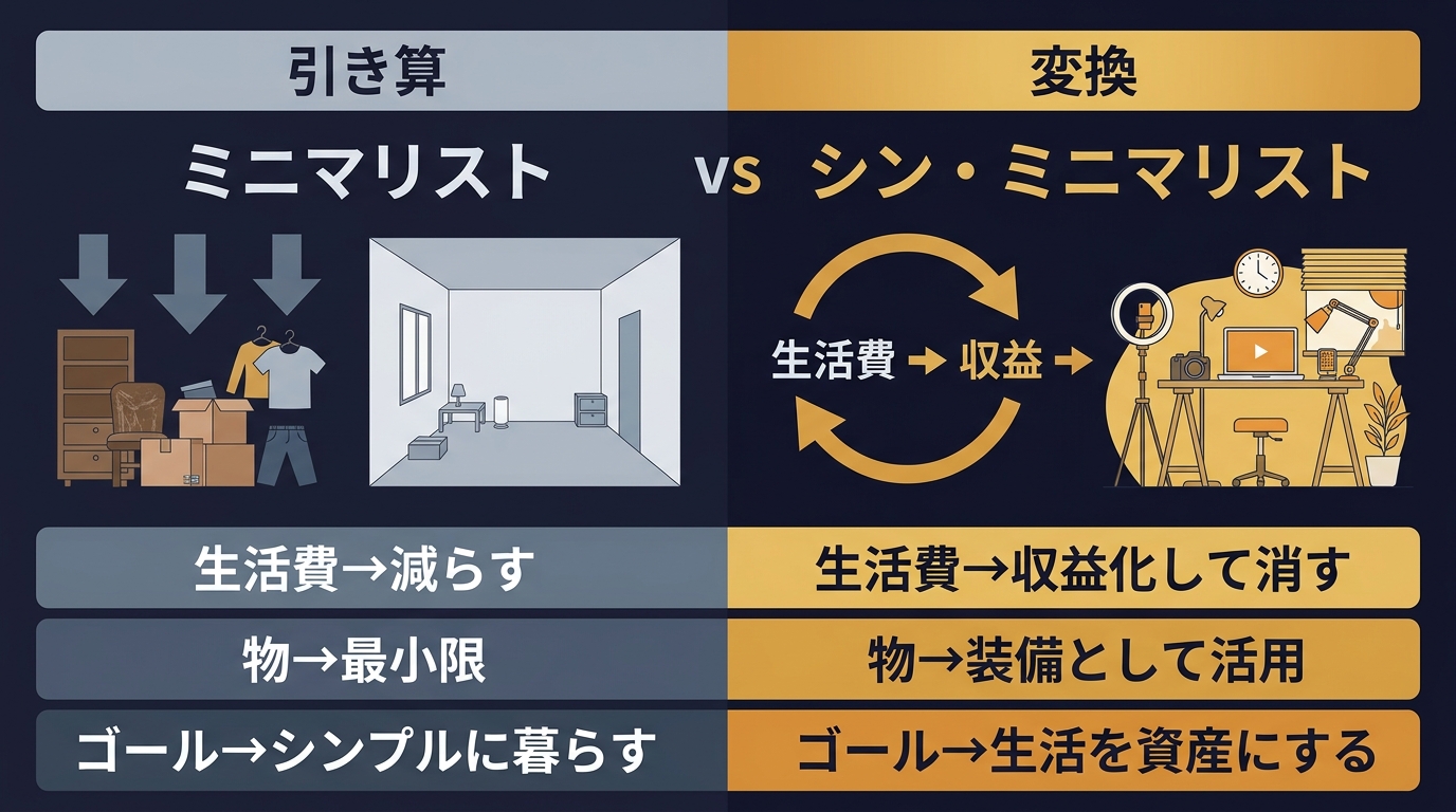 ミニマリスト vs シン・ミニマリスト 比較インフォグラフィック