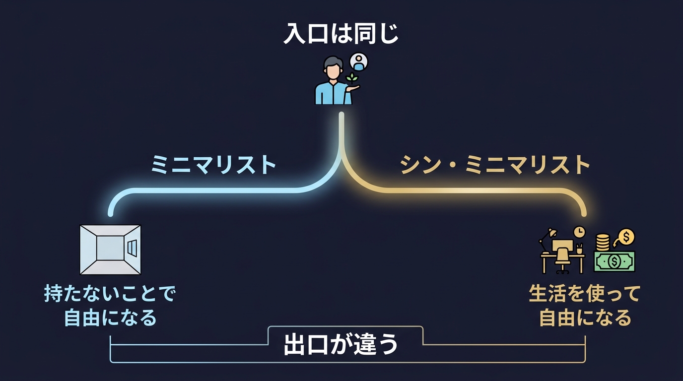 入口は同じ、出口が違う — ミニマリストとシン・ミニマリストの分岐