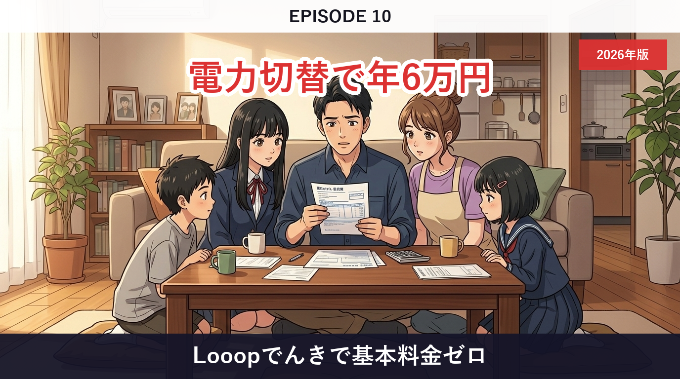 第10話「電力会社を切り替えるだけで年6万円浮いた話」── 基本料金ゼロのLooopでんき