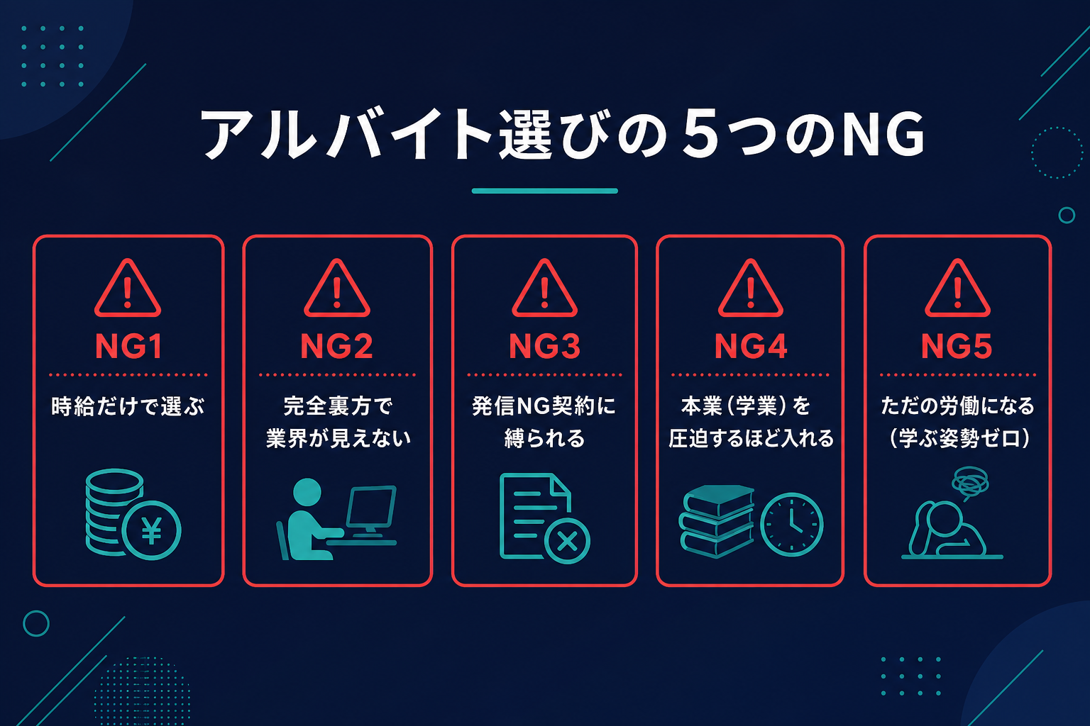 アルバイト選び5つのNG